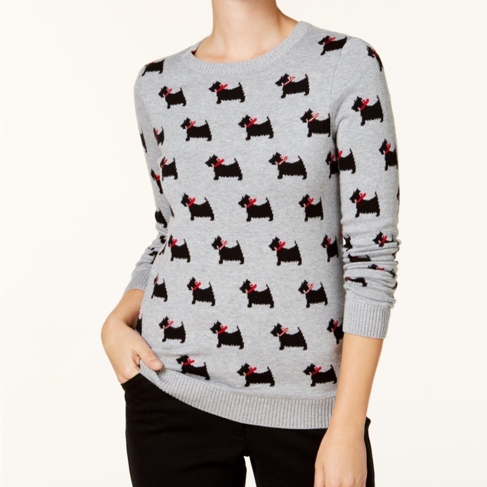 Charter Club Scottie Dog All-Over Print Sweater – Size Large